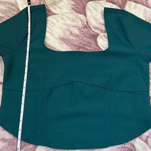 Abercrombie & Fitch Women’s Long Sleeve Crepe Teal Corset Top - Picture 8 of 10